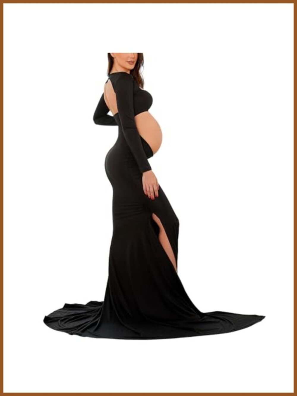 Maternity Photoshoot Maxi Dress Cut-Out Backless Side Split Bodycon Gown